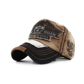 Wash and make old sun protection baseball cap (Option: Beige-54cm)