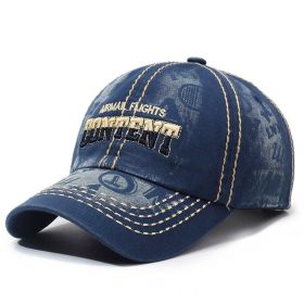 Retro Washed Baseball Cap For Men And Women Couple (Option: Blue-Adjustable)