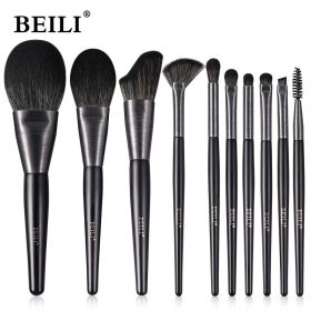 Beli 10pcs Professional Makeup Brush Set New Design Brushed Tube Makeup Brushes (Option: MC10)