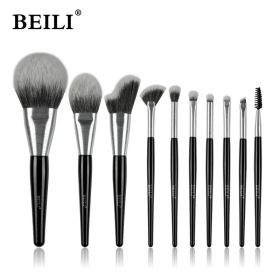 Baili 10pcs Rose Gold Tube Synthetic Hair Vegan Luxury Makeup Brush Set Contour Blush Brush Set (Option: MD10)